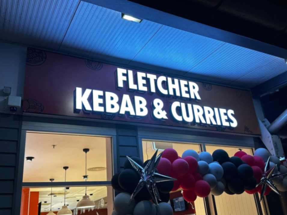 Custom illuminated 3D signage for Fletcher Kebab & Curries, Fletcher, NSW