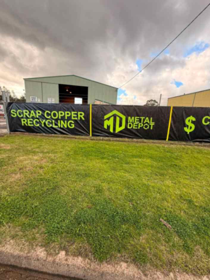 Fabric sign for Metaldepot, Singleton, NSW