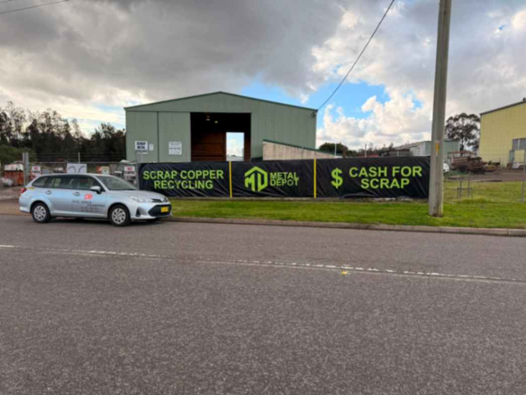 Fabric sign for Metaldepot, Singleton, NSW