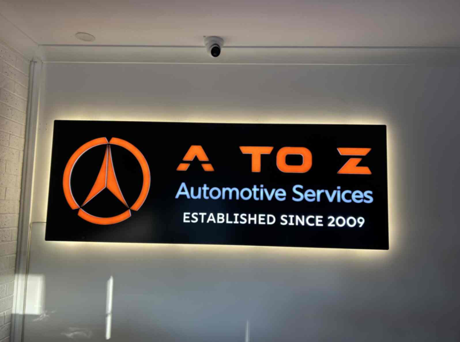 Reception light-box for Local Mechanical workshop, Cardiff, NSW