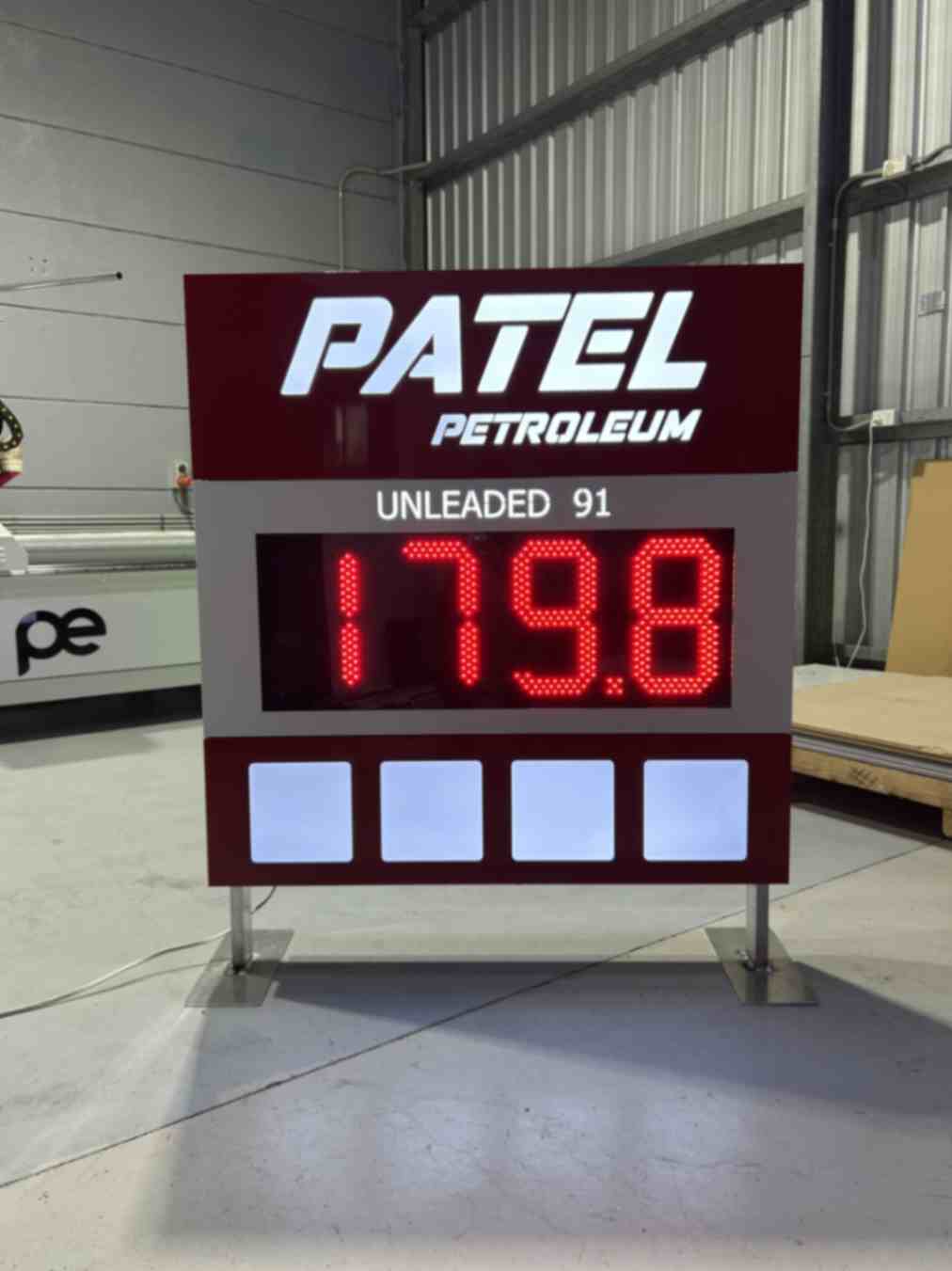 Digital LED price display sign for service station, Boolaroo NSW – close-up