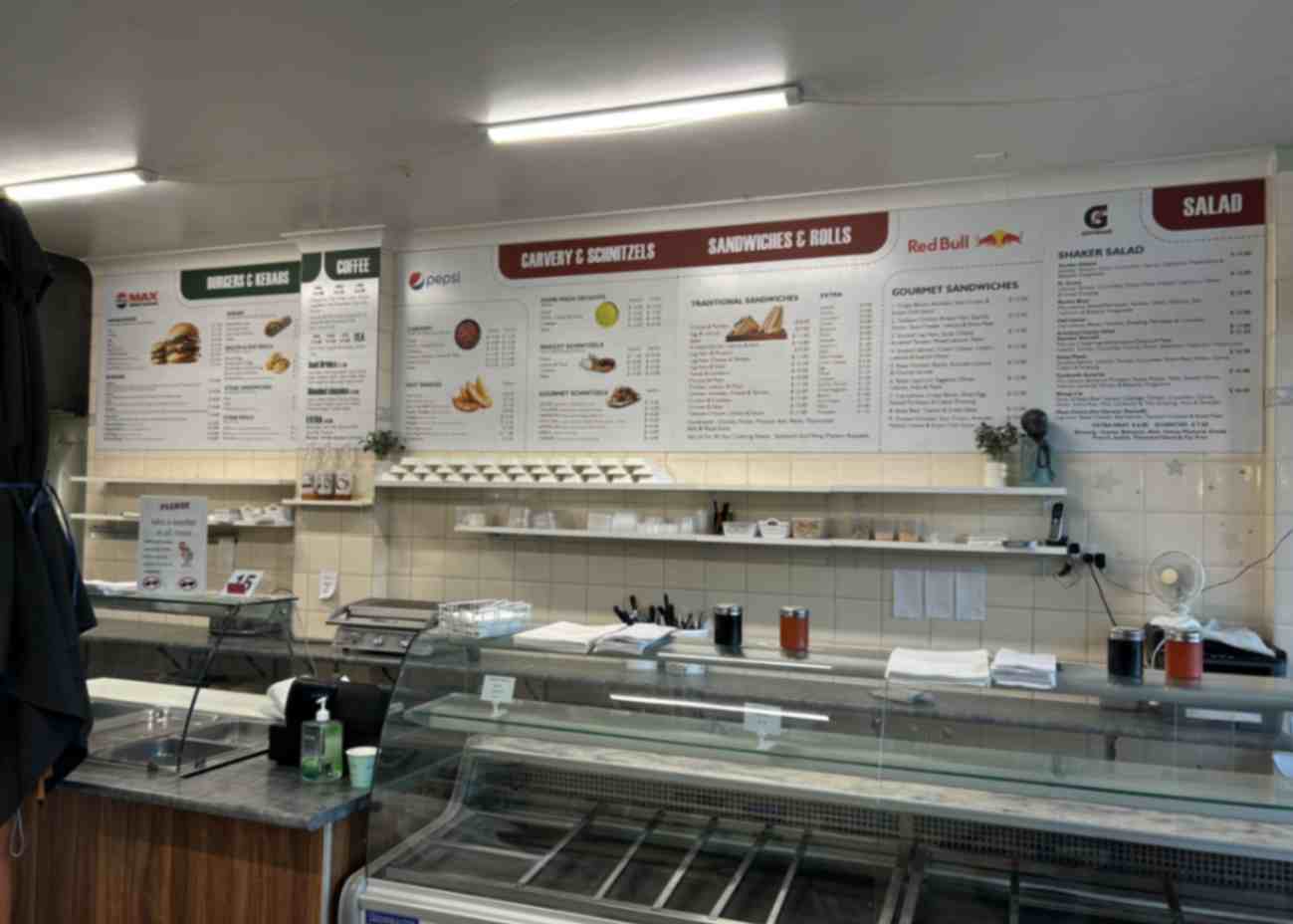 Custom wall-mounted menu boards for takeaway food shop, Newcastle, NSW