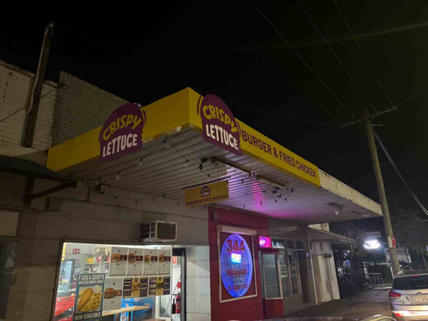 Outdoor store fascia signage for Crispy Lettuce,Gosford, NSW